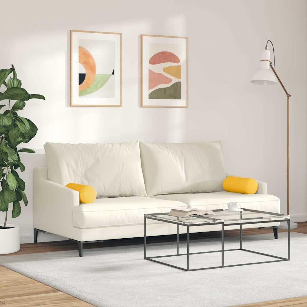 Poduszka bolster 2 sztuki, jasnożółty materiał sztruksowy, Ø 15 x 40 cm, poduszka ozdobna, miękkie wypełnienie, na sofę, łóżko, do wnętrz, wygodny zestaw