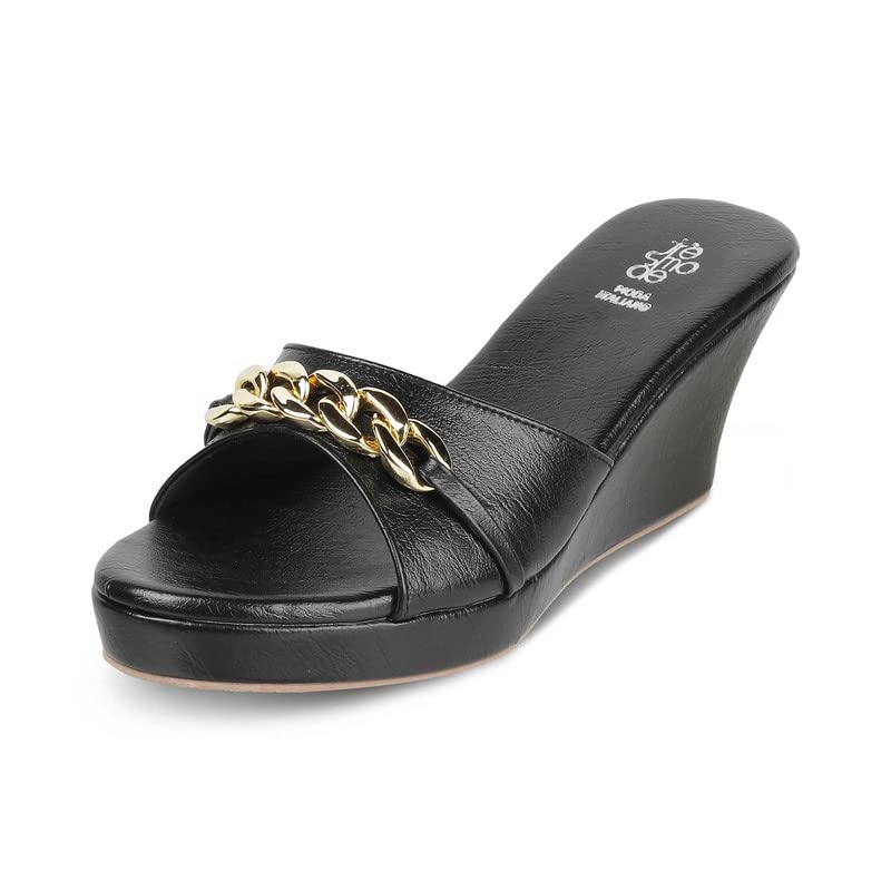 Buy tresmode 229-CHAIN Black Women Casual Wedge Heel Sandals EU/36 UK/3 at  Amazon.in
