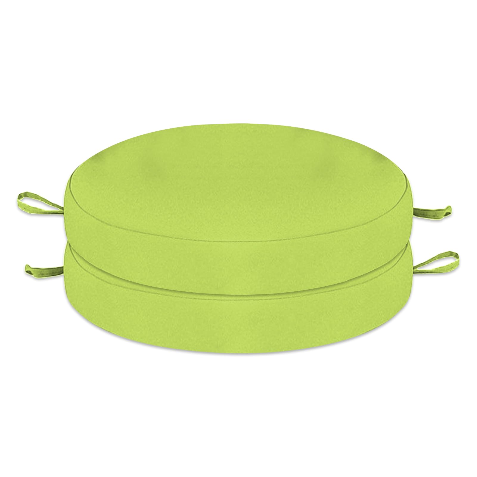 Wokuaile Outdoor Bistro Chair Cushions Set of 2, Waterproof Outdoor Round Seat Cushions with Ties for Home Garden Furniture, Sage Green, 19x19x3 In
