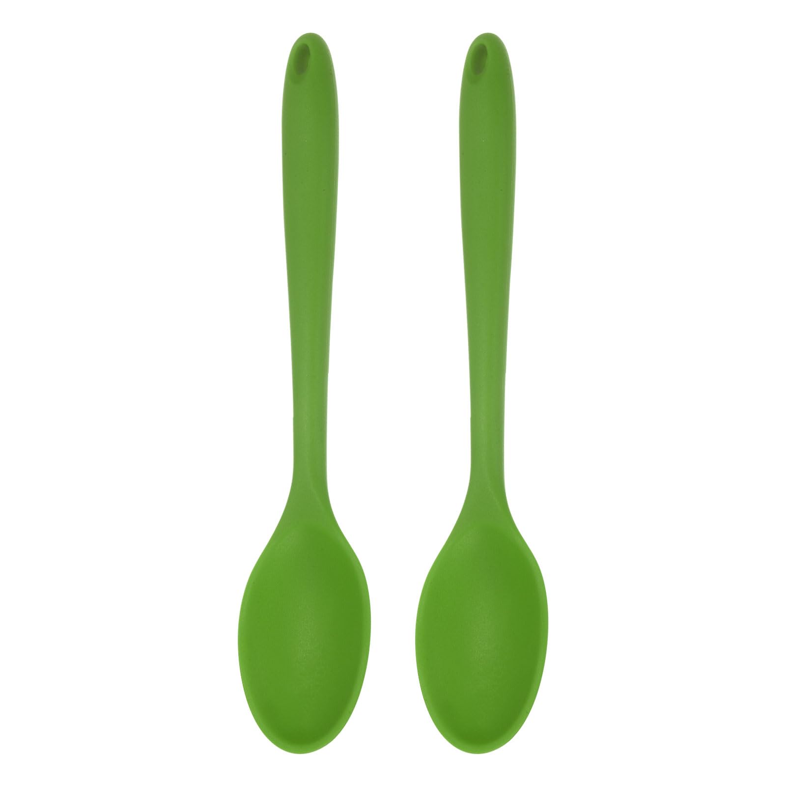 sourcing map 2Pcs Silicone Spoons, Heat Resistant Kitchen Cooking Utensil Spoon for Cooking, Mixing, Stirring and Serving, Olive