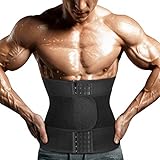 Mens Neoprene Sauna Waist Cincher Slimmer Trainer Belt Belly Sweat Wrap Trimmer Workout Bands (Black...