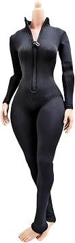 Fremego 1/6 Scale Female Stretch Bodysuit Clothes for 12inch Action Figure | 16 Scale Female Figure Clothes,Tight Zipper Jumpsuit Doll Clothing Accessory for 12inch PH TBL JO Seamless Action Figure
