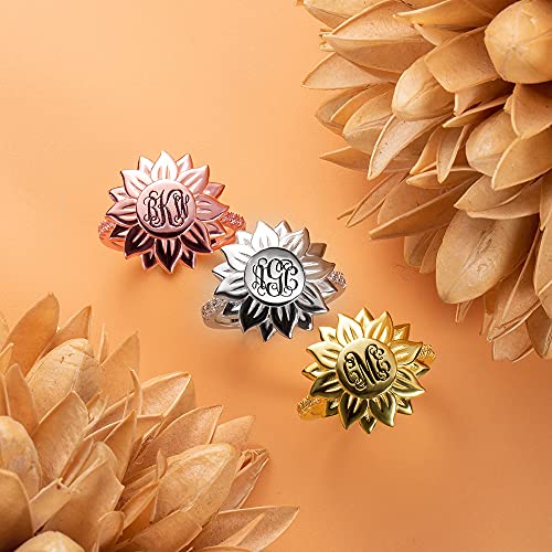 AILIN Custom Monogram Rings 925 Sterling Silver You Are My Sunshine Personalized Any Initial Letter Promise Rings Gifts For Women Mother Daughter3