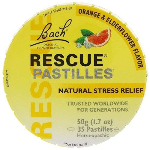 Bach Flower Remedies Rescue Remedy Pastilles Orange Elderflower - 1.7 Oz - Case Of 12