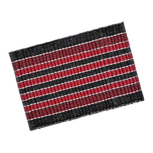 Image of Kuber Industries Pack of 2 Rectangle Durable Door Mats for Home & Living Room | 23x15 Inch Rainy Season Mats for Floor & Footmats for Bedroom, Kitchen & Balcony | Strips - Red & Black