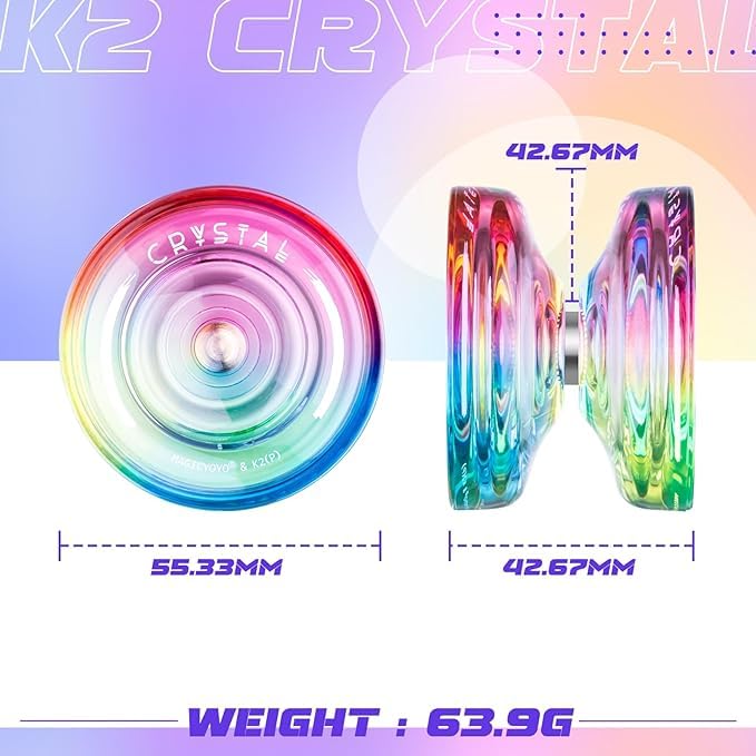 Image of MAGICYOYO Pack of 3 Yoyo K2 Crystal Responsive Yo Yo for Kids Beginner | Dual Purpose Yo-yos with Replacement Unresponsive Yoyo Bearings Kit for Advanced,18 Strings, 3 Bags
