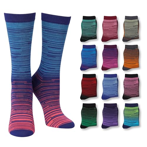 Image of Tipi Toe Women's Fun Patterned Dress Socks, 12-Pack Lightweight Colorful Crew Socks, Casual Novelty Assorted Designs