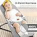 HKAI Baby Bouncer, Portable Baby Bouncer Seat for Babies 0-18 Months, 100% Cotton Fabrics, 3 Modes of use with Rocker and Stationary Options, Infant Rocker Chair with Hanging Toys-Light Grey