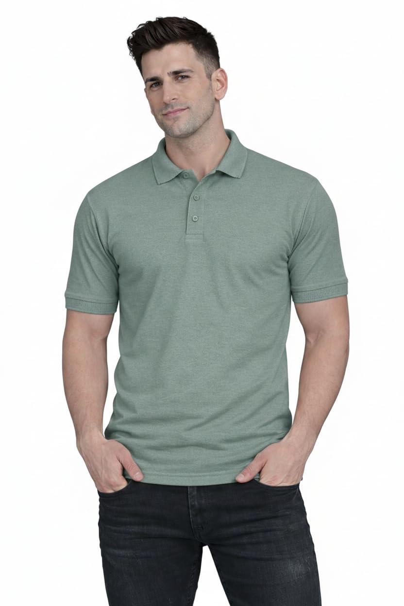 Men Regular fit Polo Neck T Shirt Casual Wear Half Sleeve Button Closer t Shirt for Men-picture-19