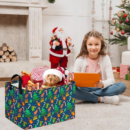 Image of Rectangular Christmas Basket Storage Bin Collapsible Nursery Hamper Book Shelf Basket Xmas Party Box