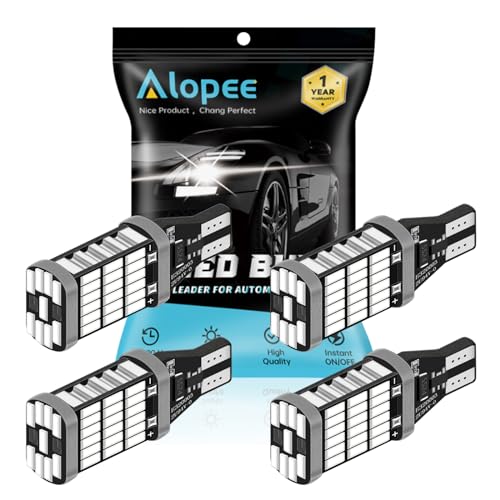 Alopee   4 Pack 921 912 922 T15 W16W Brillant Red 12V 18V Sin Polaridad Canbus Sin Errores 4014 45SMD Bombillas LED para el Centro del Automóvil Alto Soporte Parar Luces de Freno Luces de Cola