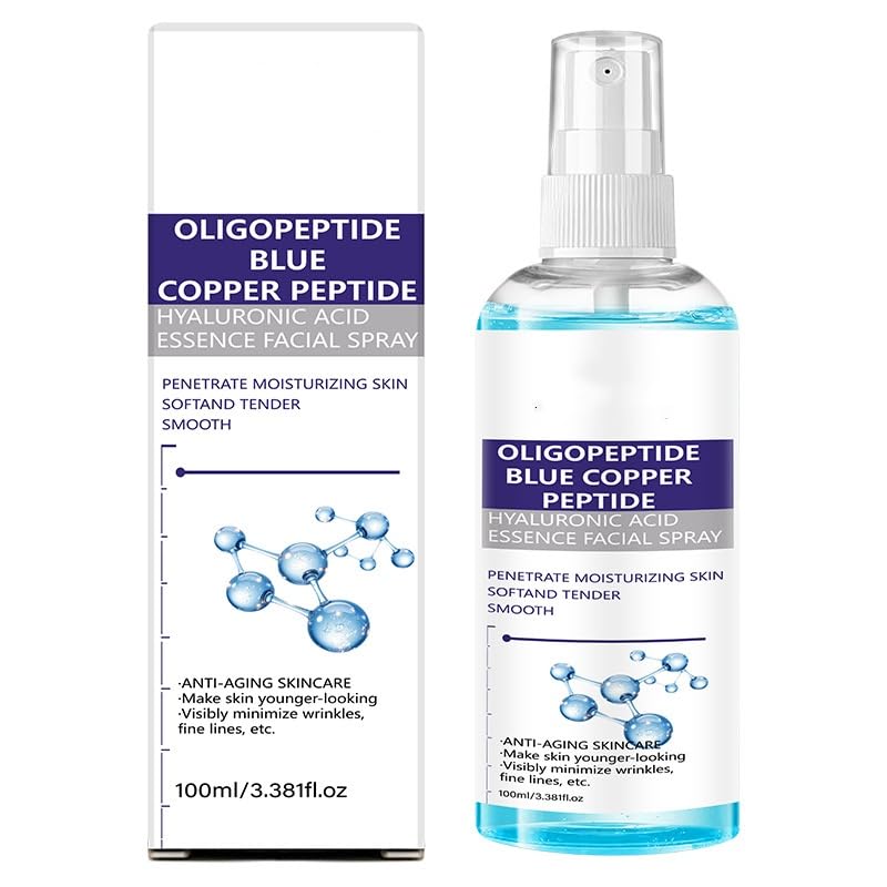 Copper Peptide Spray for Face, with Hyaluronic Acid Hydrating Mist, Smooths Fine Lines, Firm Skin & Boost Elasticity, Tones and Firms Skin, Good Setting Spray Makeup