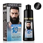 Mens Beard Dye Shampoo For Men 3 in 1, Black Beard Color 10 Minutes 100% Gray Hair Coverage, Simple Up To 6 Weeks, Men's Mustache Hair Dye, 200ml