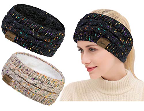 Diademas Mujer Invierno con Confeti Diadema de Punto con Calentador de Oreja Diademas Pelo Mujer Vendas Elasticas Anchas Banda Oido Calentador Otoño Invierno Accesorios
