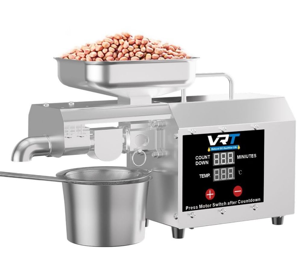 VRT 800W Oil Press/Maker Machine for Home Use Stainless Steel 13 Kg Approx Weight Digital Temperature Control | Extracts Oil from Multiple Seeds |