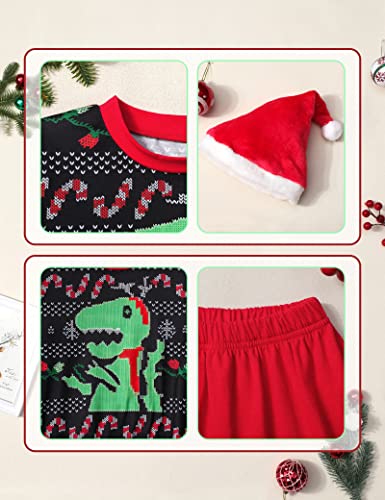 Image of MIGU Toddler Boy Christmas Outfit Long Sleeve Sweater Pants Casual Clothes Baby Boy Christmas Hat 3pcs Gift Sets