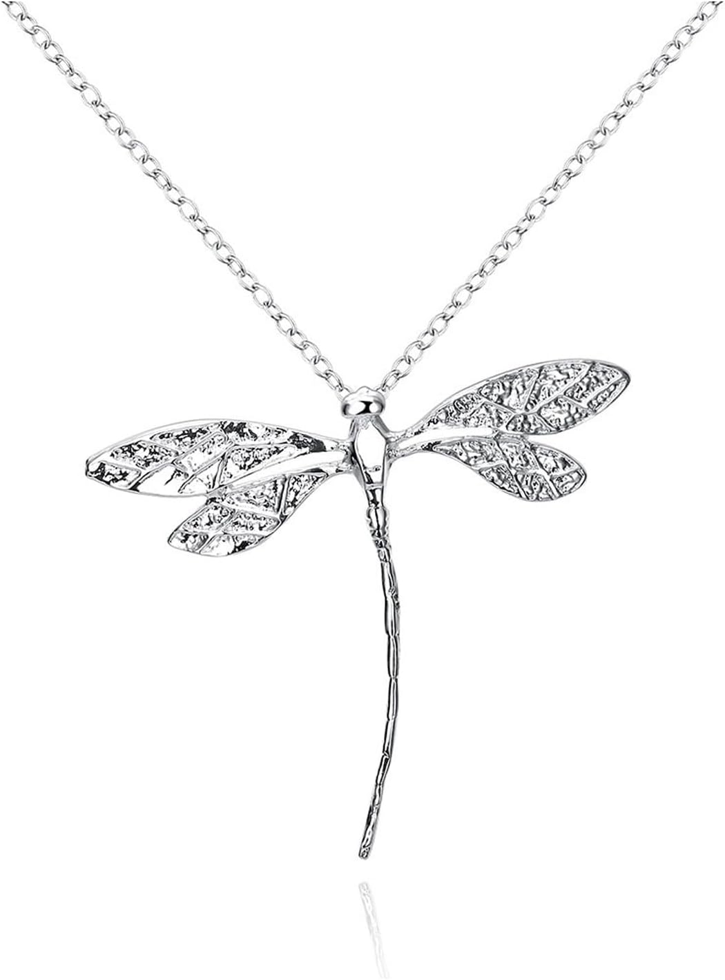 925 Sterling Silver Pendant Necklace Delicate Dragonfly Pendant Necklace Handmade Charms Necklace for Women Jewelry Gift
