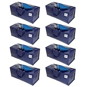 VENO 8 Pack Moving Bags w/Backpack Straps, Moving Boxes & Storage Bins Alternative, Packing Supplies, Camping Accessories Totes for Storage, Dorm Room Essentials Storage Bags (Blue, 8 Pack)