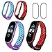 Produktbild AiMok 2 Stück Armband + 2 Stück PET Displayschutzfolie Schutzfolie für Xiaomi Mi Band 5, Weiches Silikon Ersatzband Einstellbares Sport Smart Armband für Xiaomi Mi Band 5 (Schwarz Rot + Grau Weiß)