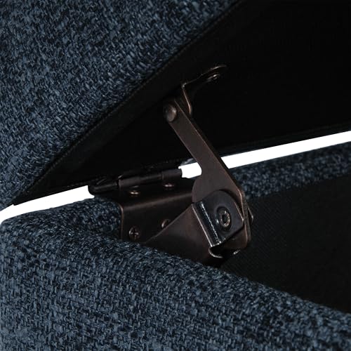 Image of HomePop Square Tufted Storage Ottoman - Textured Navy, Small