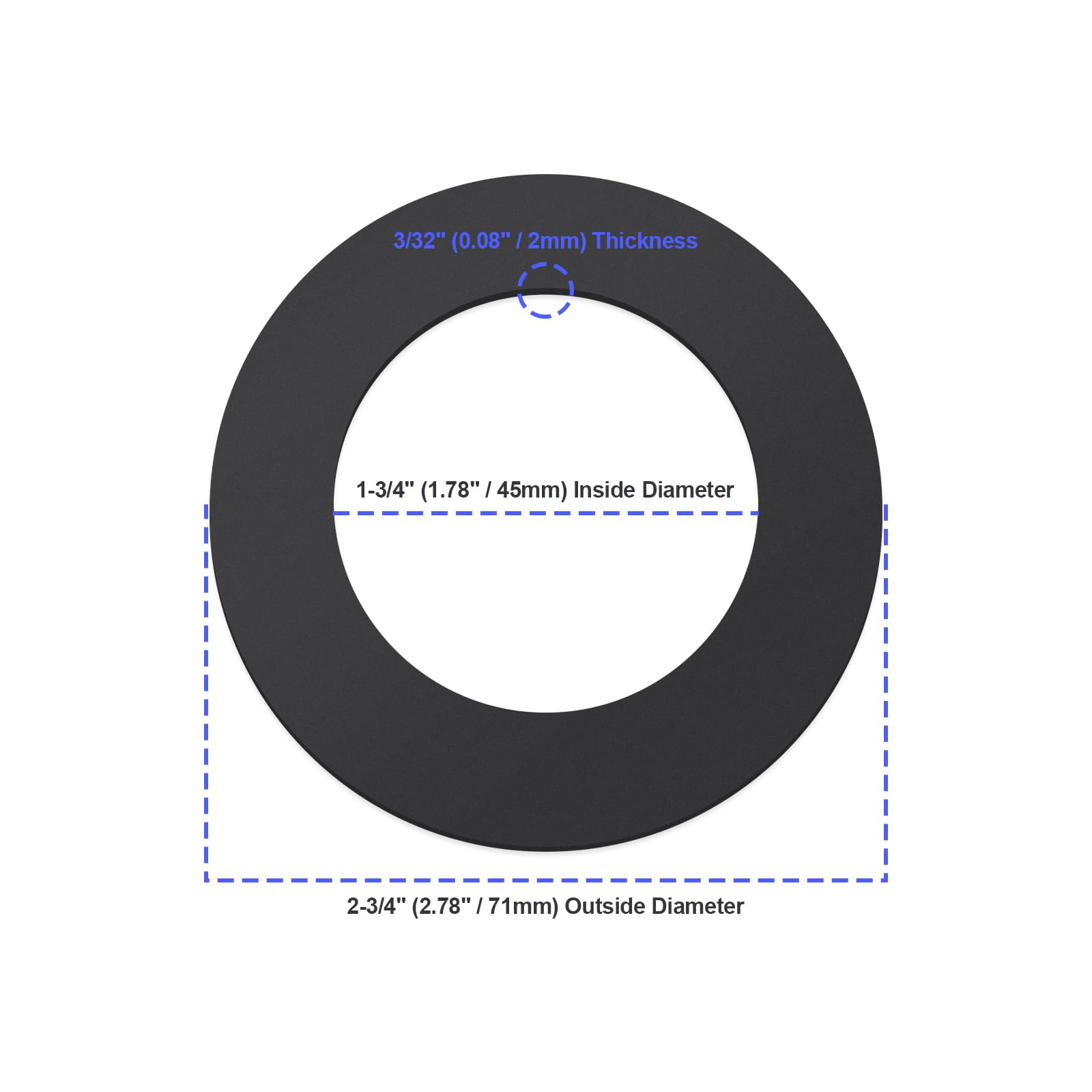 ECSiNG 10PCS 1-3/4" ID x 2-3/4" OD Large Flat Rubber Gasket Seal Bathtub Drain Shoe Bath Tub Seal - Image 3