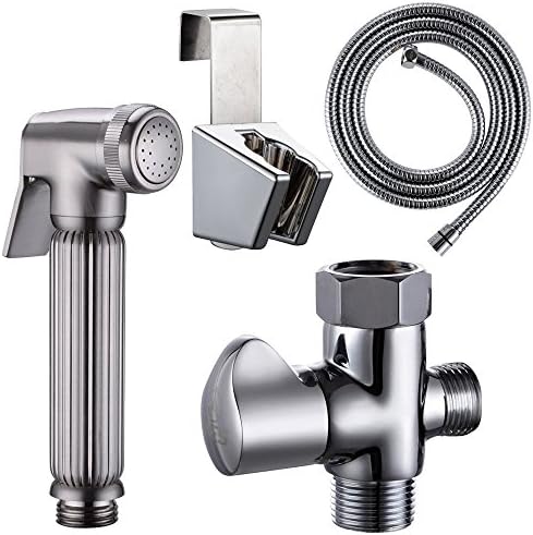 KES LP905+K1018 Hand Held Bidet with Shut Off Valve and 59-Inch Extra-Long Hose, Brushed Nickel