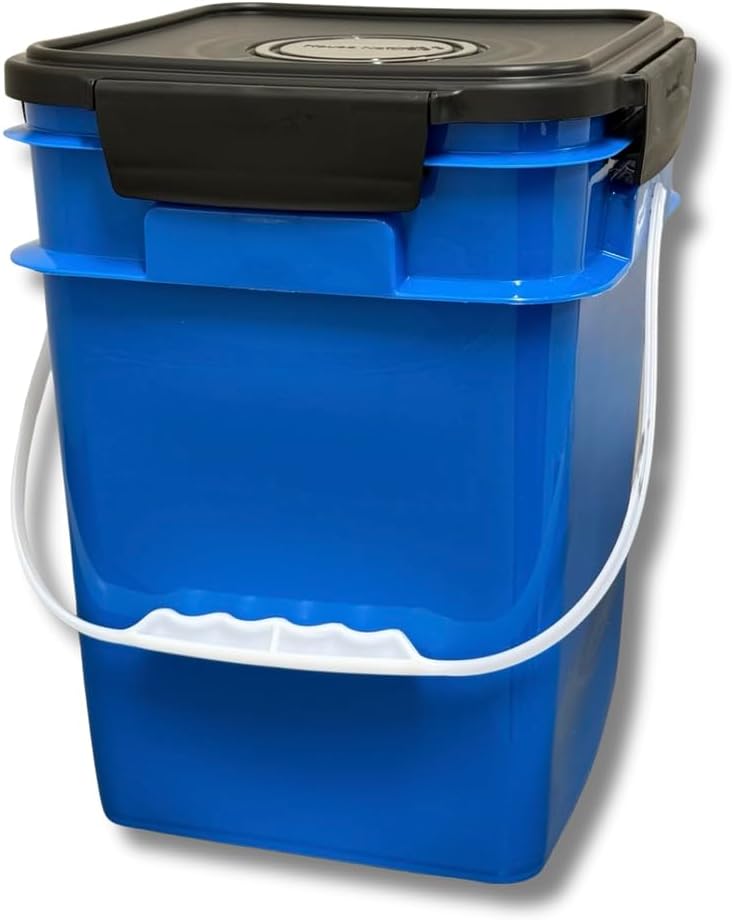 Miniatura 5 de House Naturals 4 galones Balde cuadrado de grado alimenticio con asas y tapa de plástico (Paquete de 3) Fabricado en contenedores de EE. UU.