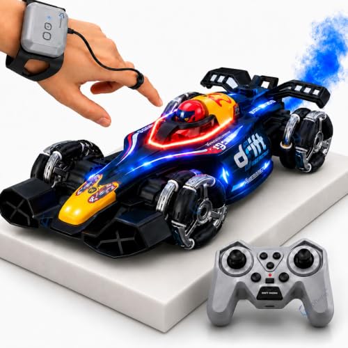 GRAPHENE RC 4x4 Formula F1 Drift Smoke Stunt 4WD Remote Control Car Toy for Kids 1:14 Offroad 2.4Ghz Hand Sensor Gesture 360° Rotation RGB Lights Musi
