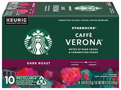 Image of Starbucks Cafe Verona Roast K Cup Pods, Dark Cocoa And Caramelized Sugar, 25.3 Ounce, Pack of 60