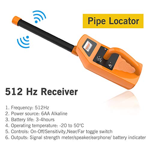 512hz Pipe Locator Receiver Underground Sewer Drain Pipe Camera 512hz Pipe Inspection Camera Locators Tool Kit for Plumbing and Septic Location Supports All Devices Using 512 Hertz Transmitter - Thumbnail 6