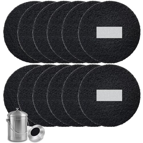 12-Pack 7.25 Inches Large Compost Bin Odor Absorbing Filters, Stick-on