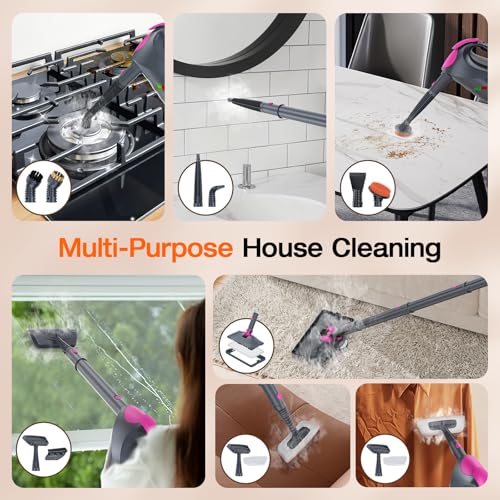 Image of 10-in-1 Steam Cleaner, Steam Mop with Detachable Handheld Steamer, 320ml Water Tank, 10s Fast Heating, Portable Steamer for Cleaning Floor, Tiles, Kitchen, Window, BBQ Grill, Car, Gray
