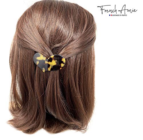 French Amie Cupid Hearts Small 2.5” Handmade Celluloid Set Of 4 Side Slide Snap Hair Clip Barrettes For Women And Girls #TOP3