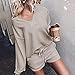 Women's Casual Long Sleeve Solid Color Knit Pullover Sweatsuit 2 Piece Short Sweater Outfits Sets (Khaki, XL)