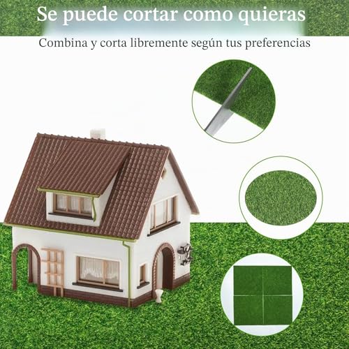 Miniatura 6 de Nogeqi 6 Piezas De Césped Artificial Decorativo En Miniatura, 15x15cm, Césped Artificial Para Manualidades, Césped Artificial Para Jardín, Decoración En Miniatura Para Jardín, Césped Artificial Para
