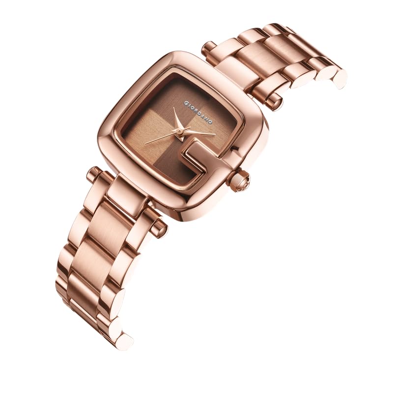 Image of Giordano Monogram Watch for Women Dial with Metal & Leather Strap Fashionable Design, Water Resistant Quartz Analog - Perfect for Casual & Office Wear