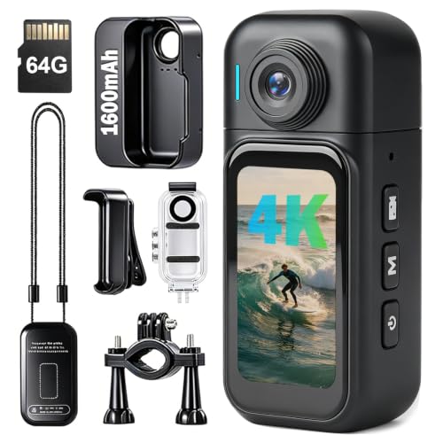 Image of 4K Mini Body Camera -64G Wearable POV Cam with Magnetic lanyard &Back Clip