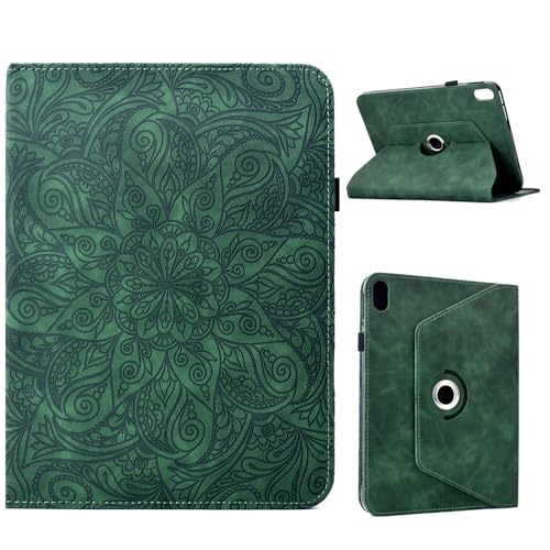 BYCeKe Mandala 360 Rotating Case for iPad (A16) 11th Gen 2025 / for iPad 10th Gen 10.9 Slim Lightweight with Pencil Holder&Card Slot Anti-Slip Shockproof Full Protection Cover Mandala Green