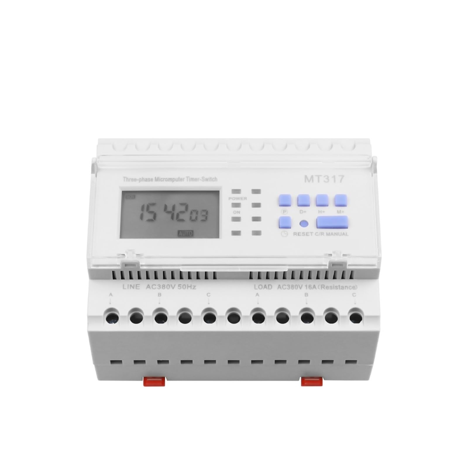 RWRAPS Interruptor Temporizador programable MT317 16A 380VAC DIN Rail trifásico Interruptor de Control de Tiempo de Tres Cables Interruptor Temporizador Digital