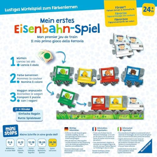 Ravensburger ministeps 4187 Mein erstes Eisenbahn-Spiel, Erstes Würfel- und Puzzlespiel zum Farbenlernen, Spielzeug ab 2 Jahre