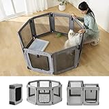 アイリスオーヤマ ペットサークル ケージ 折りたたんで洗える 組み換え可能 コンパクト収納 子犬 老犬 Lサイズ グレー 123長さ x 123幅 x 60高さ cm AOPS-8P