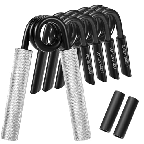 Grip Strength Trainer Set (4 Pack), Grip Range 50-200LB, Metal Non-Slip Hand Grip Strengtheners, Forearm Workout Equipment, Finger Exerciser, Fit Hand Gripper for Men & Women - Perfect for Training and Recovery
