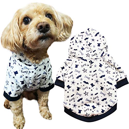 COUTUDI Dog Sweaters for Small Dogs, Dog Hoodie for Small Dogs, Soft and Warm Dog Hoodie Sweater with Leash Hole and Pocket, Dog Winter Coat, Cold Weather Clothes (S, Cool Boy)