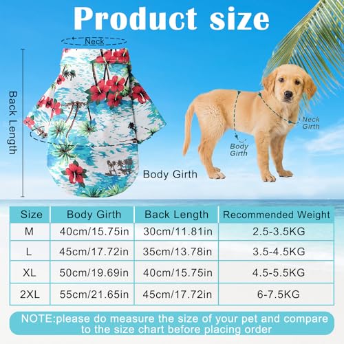 Chemise Hawaïenne pour Chien,Chemises pour Petit Chien Chat,Polo pour Animaux de Compagnie,Chemises pour Chiens D'été T-Shirt,Chemise pour Dog pour Loisirs,Plage,Camping,Vacances (Lago Azul M) – Image 3