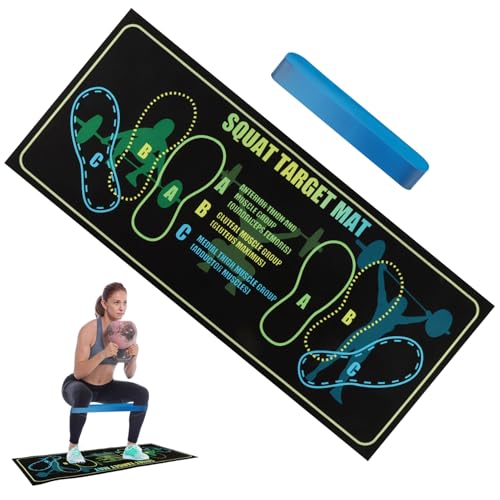 Non-Slip Squat Mat with Foot Position (31.5''x13.8''), Alignment Workout Mat