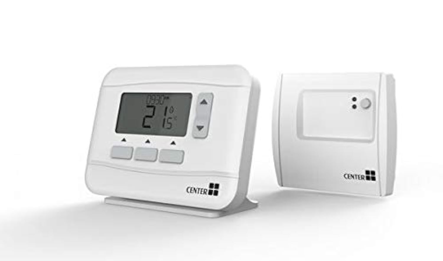 RF Wireless 7-Day 5/2 Day Programmable Room Thermostat White - Boiler Plus Compliant - Minimalistic and Modern design - Battery powered