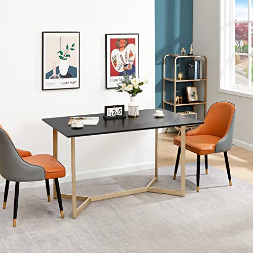 Saygoer Dining Table 51.2 Inch, Multifuntional Modern Dining Room Table For 2-4, Space Saving Rectangular Kitchen Table, Heavy Duty Metal Frame, Industrial Dinner Table, Easy Assembly, Black Gold #TOP6