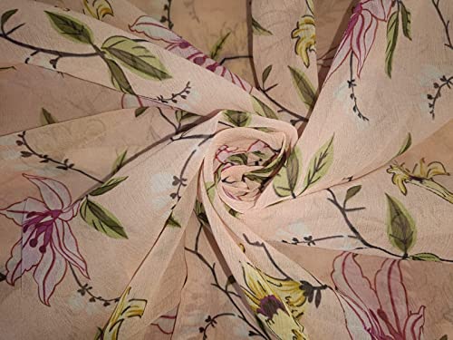 Mousseline de soie imprimé floral numérique 60 g/m² largeur 111,8 cm