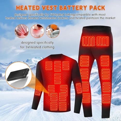 Portable 10000mAh Heated Vest Battery Pack with Dual USB Ports for Heating Clothes