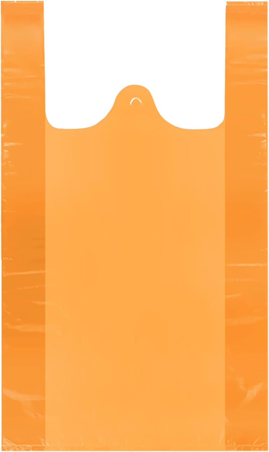 T Shirt Bags Plastic Grocery Bags with Handles in Bulk for Shopping and Restaurant, 12 x 20 inch (Orange 100 Pcs)